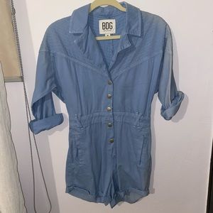Denim long sleeve romper